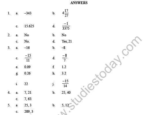 CBSE Class 8 Maths Cubes and Cube Roots Question Bank